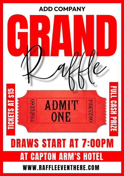 Red Professional Grand Raffle Ticket A1 Template | PosterMyWall