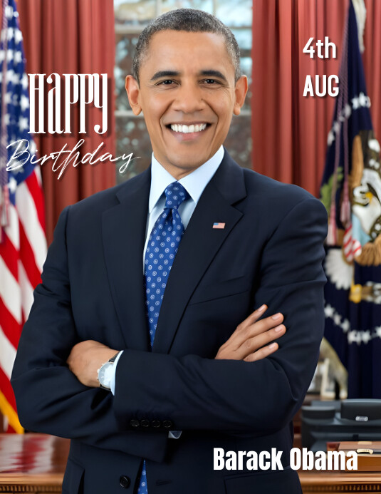 Obama Flyer Modèle Red Professional Happy Birthday Barack Obama | PosterMyWall