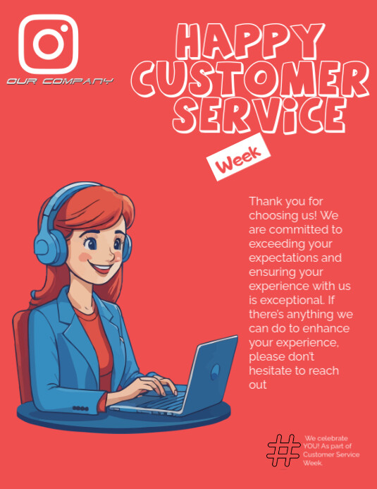 Red Professional Happy Customer Service Week Ad Flyer (us Letter ...