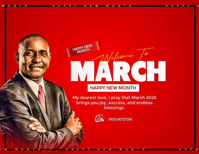 Red Professional Happy New Month, March Greetings, Hello March, New ...