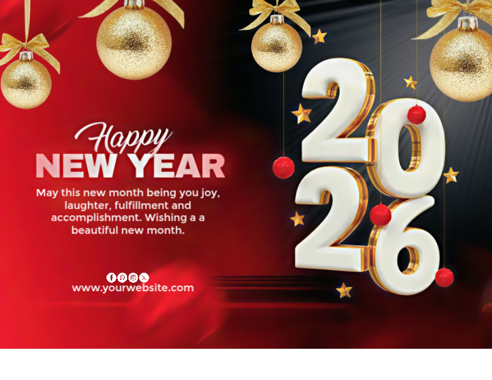 Red Professional Happy New Year Greeting, Flyer (us Letter) Template