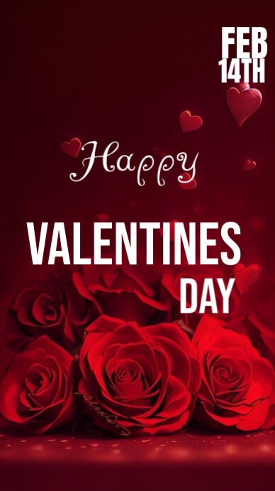 Red Professional Happy Valentine’s Day Templates  Digital Display (9:16)