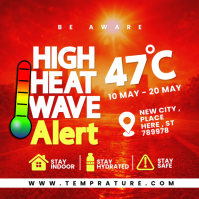 Red Professional Heat Wave Alert Instagram Post template