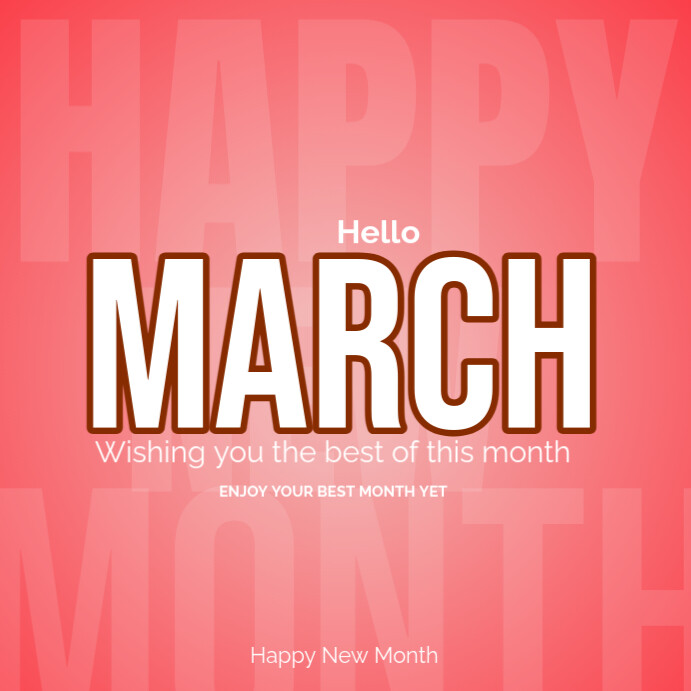 Red Professional Hello March 2025 Instagram Post Template | PosterMyWall