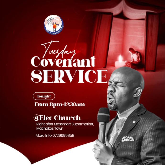 Red Professional High-impact Covenant Church Service Flyer Instagram ...