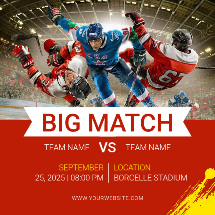 Red Professional Hockey Instagram Post Template | PosterMyWall
