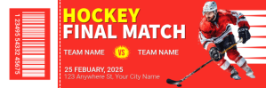 Red Professional Hockey Match Ticket Twitter Banner template