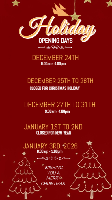 Red Professional Holiday Opening Days Facebook Story Template ...