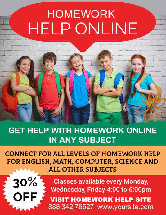 Red Professional Homework Help Flyer (us Lett Template | PosterMyWall
