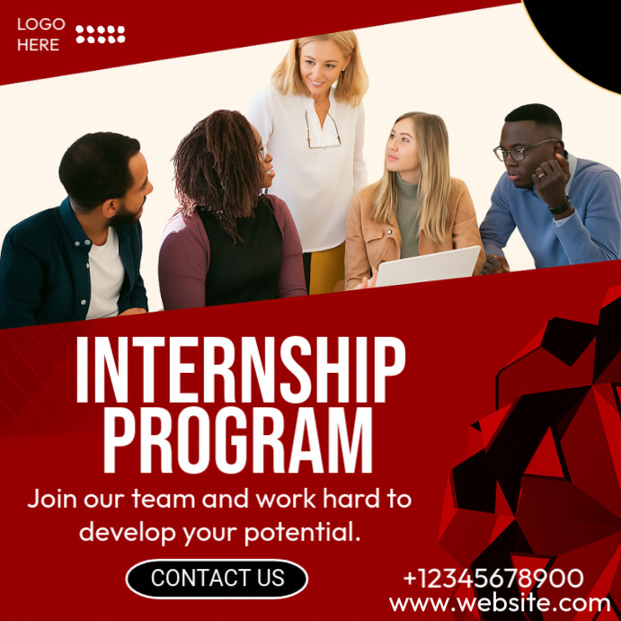 Red Professional Internship Program Instagram Post Template | PosterMyWall