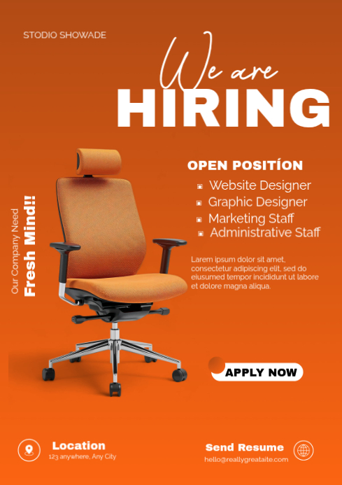 Red Professional Job Hiring A4 Template | PosterMyWall