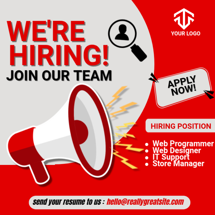 Red Professional Job Recruitment Template | PosterMyWall