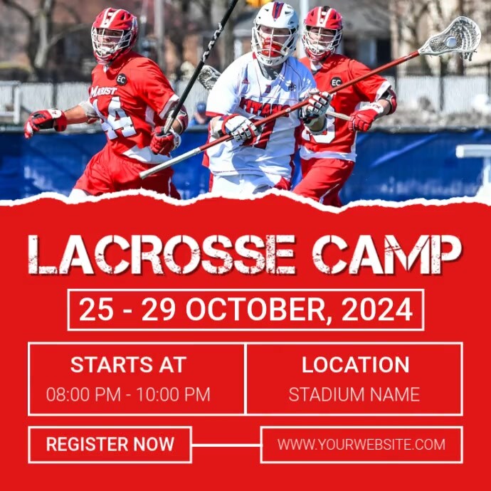 Red Professional Lacrosse Camp Instagram Post template