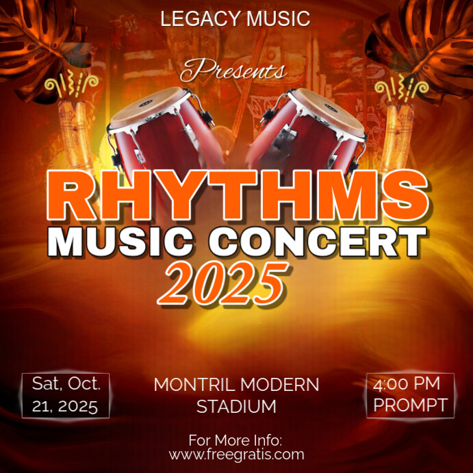 Red Professional Live Music Concert Flyer  Instagram Post template