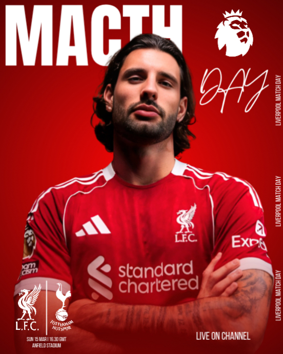 Red Professional Liverpool Match Day Instagram Portrait Template ...
