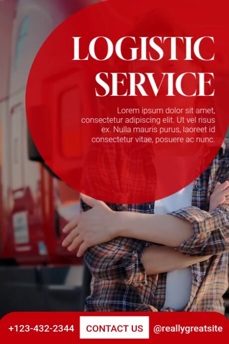 Red Professional Logistic Service Poster template