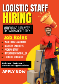 Red Professional Logistics Job Hiring A3 template
