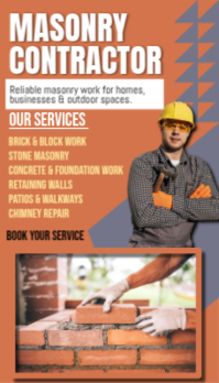 สีแดง Masonry Contractor Services Business Card Template