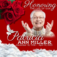 Red Professional Memorial Funeral Announcement Flyer, Funeral Instagram Post template
