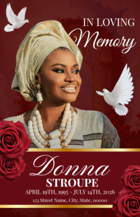 Red Memorial Service Halv side bred Template