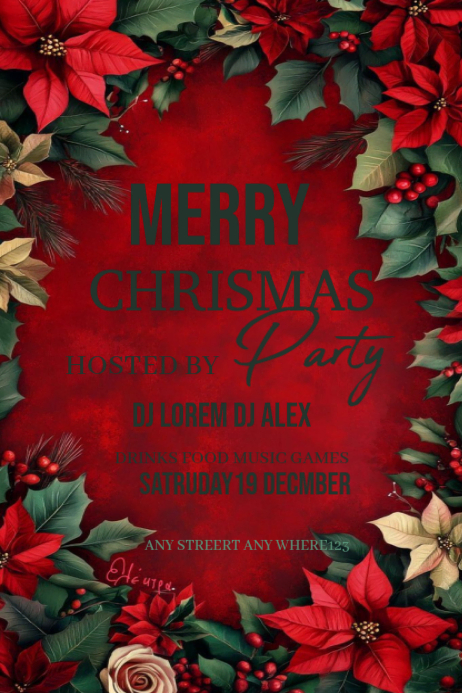 Red Professional Merry Chrismas Poster template