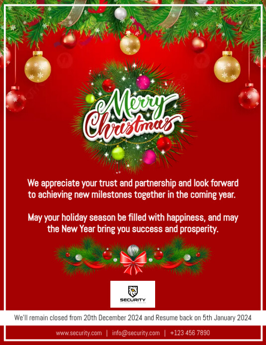 Copy of Red Professional Merry Christmas & Happy New Year Message Flyer ...