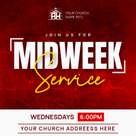 Red Professional Midweek Church Service Instagram Post template