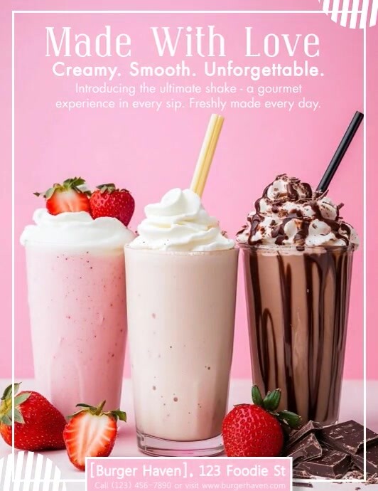 Red Professional Milkshake Ice Cream Flyer (u Template | PosterMyWall