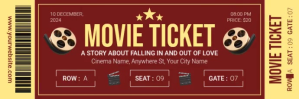 Red Professional Movie Ticket Twitter Banner template