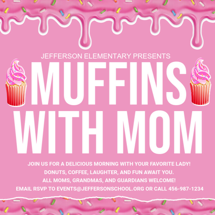Red Professional Muffins With Mom Instagram Post Template | PosterMyWall