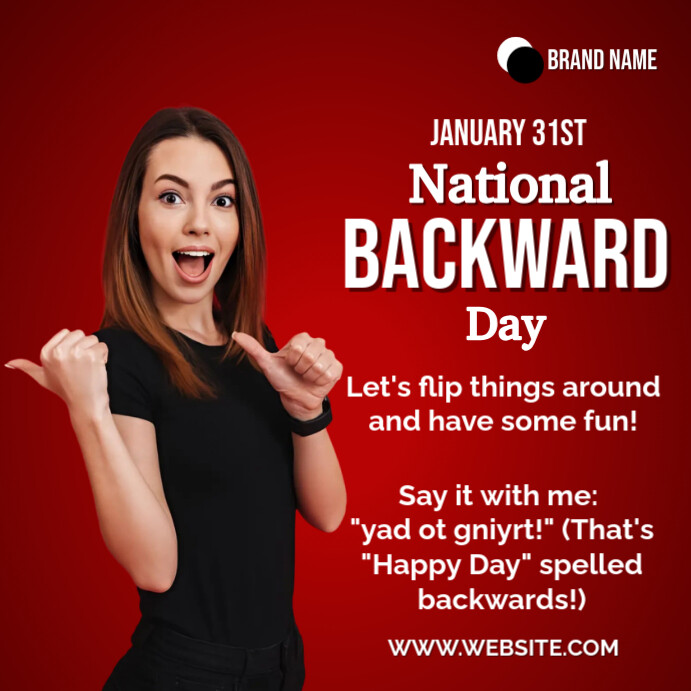 Red Professional National Backward Day Instagram Post Template ...