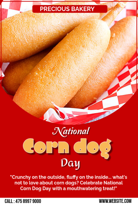 Red Professional National Corn Dog Day  Poster 海报 template