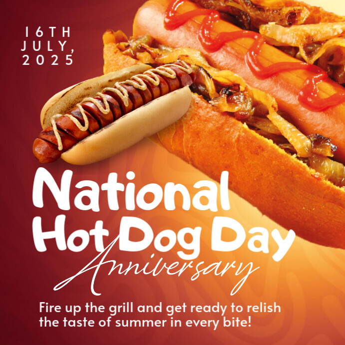 Red Professional National Hot Dog Day Instagram Post template