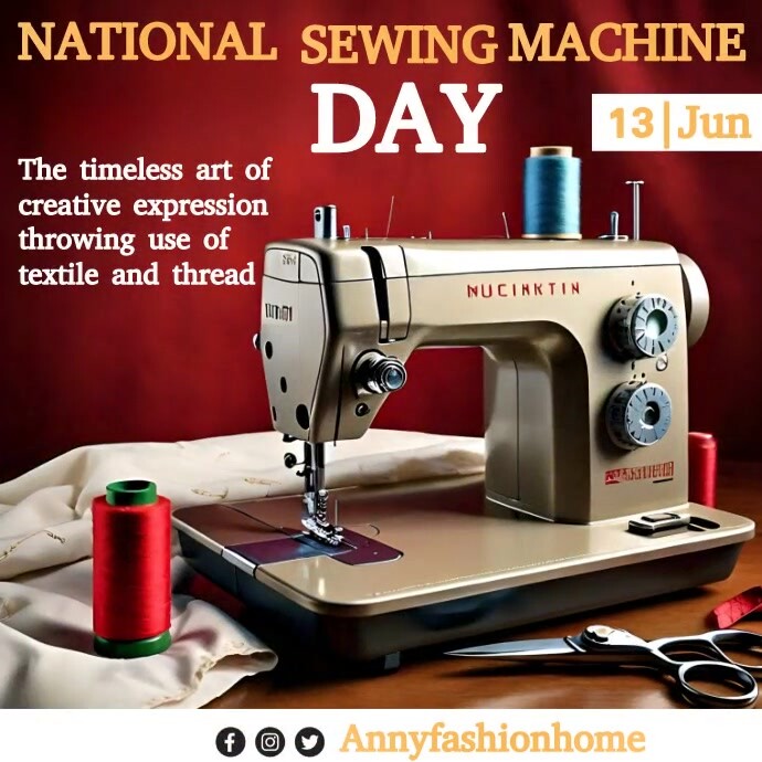 Red Professional National Sewing Machine Day Template | PosterMyWall
