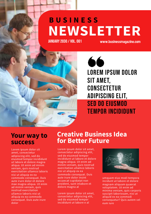 Newsletter Red Copy of Red Professional Newsletter Template A4 | PosterMyWall