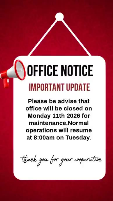 Plantilla de Red professional office closure notice instagram reel ...