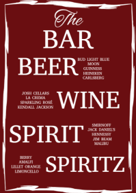 Red Professional Old Money Bar Menu  A4 template