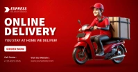 Red Professional Online Delivery Facebook Shared Image template