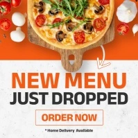 Red Professional Orange White And Black Pizza Social Media Post | New Menu Instagram Post template