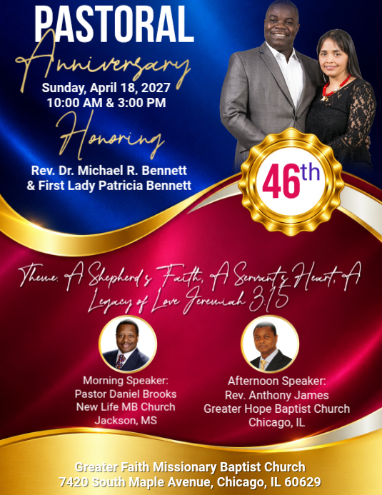 Red Professional Pastoral Anniversary Celebration Flyer Template ...