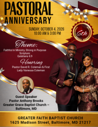 Red Professional Pastoral Anniversary Flyer template