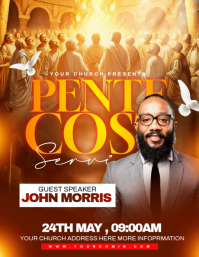 Red Professional Pentecost Church Service Flyer Volante (Carta US) template