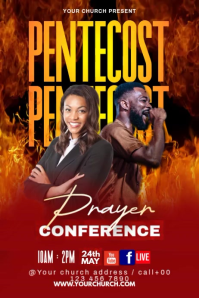 Red Professional Pentecost Conference Poster Video Plakkaat template