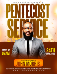Red Professional Pentecost Service Flyer Volantino (US Letter) template