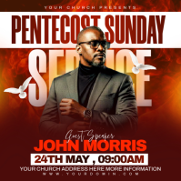 Red Professional Pentecost Sunday Service Instagram Post template
