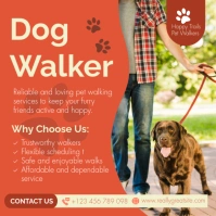 Red Professional Pet Walker Services Instagram Post template