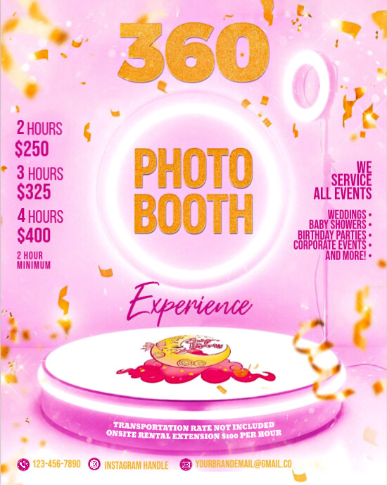 Red Professional Photo Booth Service  Instagram Portrait template