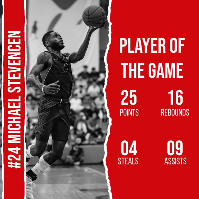 Red Professional Player Of The Game Instagram Post template