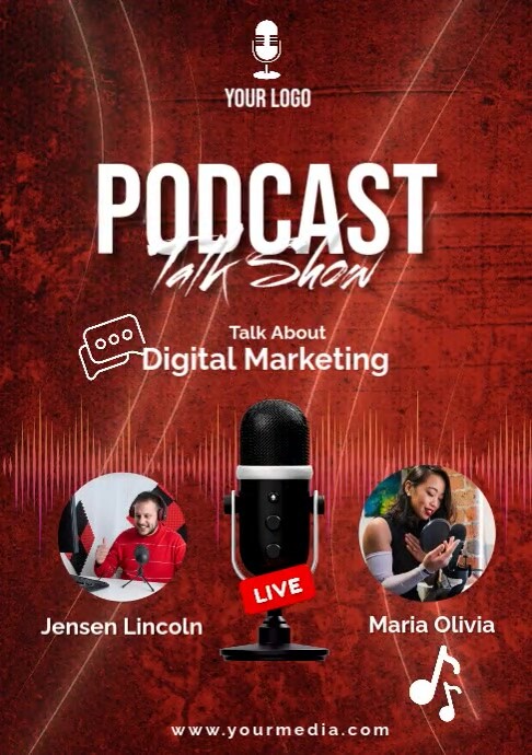 Postcast Advertising Example Copy of Red Professional Podcast Advert A2 | PosterMyWall