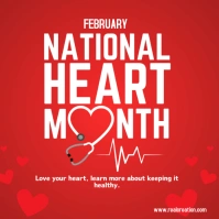 Red Professional Red And White Modern National Heart Month Instagram Post Instagram Post template